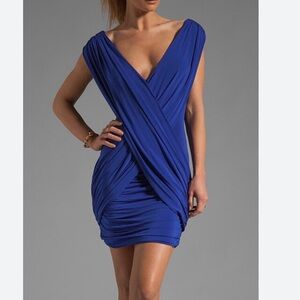 BCBGMaxAzria Cobalt Blue Draped Mini Dress